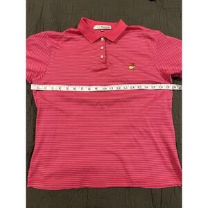 Magnolia Lane Masters Women's Golf Polo Shirt Pink And White Striped Large